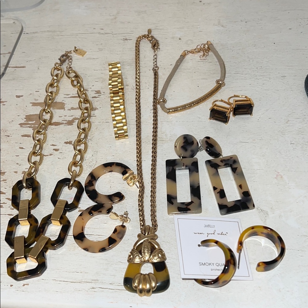 Lot Ralph Lauren C1946 Jax Kelly + Tortoise Shell jewelry necklace earrings